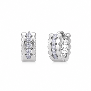 925 Sterling Silver <b>Moissanite</b> Hoop <b>Earrings</b> Brilliant Round Cut Diamond Women Birthday Gift Jewelry - Product Image 1