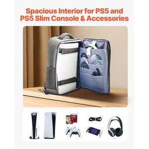 Mochila Doble para PS5, Bolsa de Viaje Impermeable de Nailon para Playstation 5 y PS5 Slim, Forro Interior Suave con Separador Acolchado - Product Image 2