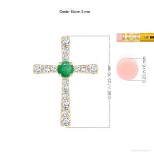 จี้ทองคำแท้ 14K ประดับมรกตธรรมชาติสีเขียวตรงกลางและเพชรรูปกากบาท - Product Image 3