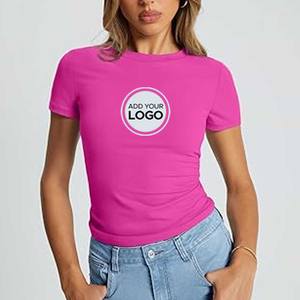 Camiseta de Manga Corta con Cuello Barco, Corte Estándar, Estilo Jersey, Blusas Casuales - Product Image 1