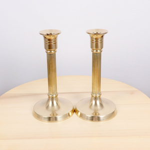 Vintage Solid Brass <b>Small</b> <b>Candle</b> Holder Pair Decorative Brass Candlestick Stands Compact Taper <b>Candle</b> Holders Classic Tabletop - Product Image 2