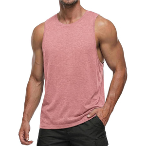 Débardeur de musculation personnalisé pour homme en tissu tricoté Spandex/Polyester avec logo frontal, décontracté, coupe oversize, anti-rétrécissement, col rond - Product Image 4