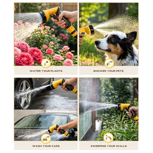 Buse de pulvérisation de jardin ABS+TPR pour le lavage de voitures avec des modes de pulvérisation variables, design de poignée ergonomique - Product Image 6