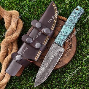 Couteau de survie EDC à lame fixe en acier Damas, manche en bois de rose, fait main, pour la chasse, le camping, le bushcraft, OEM OBM - Product Image 2