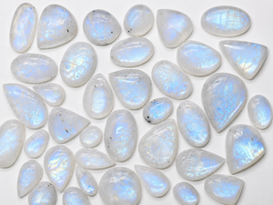 Premium Quality Natural Brand <b>Rainbow</b> Moonstone Cabochons | Loose Gemstones From Rajasthan Blue Flashy Oval for Jewelry Making - Product Image 4