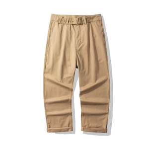 Pantalon long décontracté kaki pour homme, style Gurkha, taille ajustable, en toile, coupe droite, blanc et kaki, vente en gros - Product Image 2