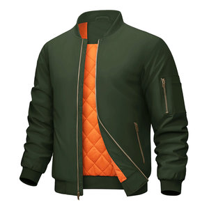 <b>Jacket</b> For <b>Men</b> <b>Men's</b> <b>Jackets</b> Closure Style Bomber <b>Jacket</b> For <b>Men's</b> OEM Custom Logo Logo Front Zipper <b>Long</b> Sleeves Elastic Cuffs - Product Image 1