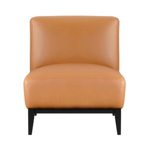 Lussuosa Poltrona in Pelle Arancione con Cuscino Confortevole e Schienale in Legno Massello per Arredamento Soggiorno - Product Image 2