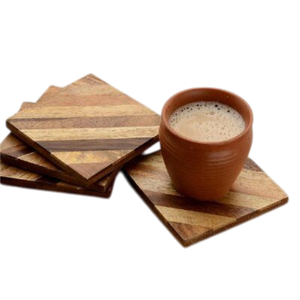 Ensemble de sous-verres en bois de manguier élégants, entrelacés, à motif géométrique naturel, pour la décoration de table à la maison, à l'hôtel ou au restaurant - Product Image 3