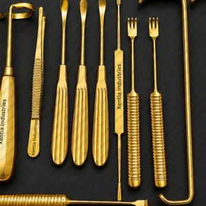 Ensemble d'instruments de chirurgie rhinoplastique en acier inoxydable plaqué or pour la récolte du cartilage costal et la raspatation des côtes, certifié CE - Product Image 2