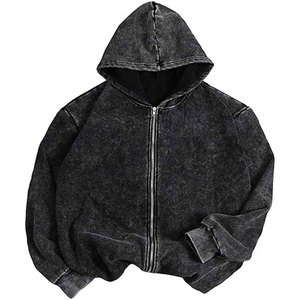 <b>Gothic</b> Cross Print Zip-Up <b>Hoodie</b> Men Oversized Knitted Cotton Hooded Sweatshirt Autumn Style - Product Image 2