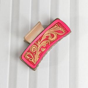 Fashionable Fabric Hair <b>Clip</b> With Gold Embroidery Pattern For Women's Accessories - Product Image 2