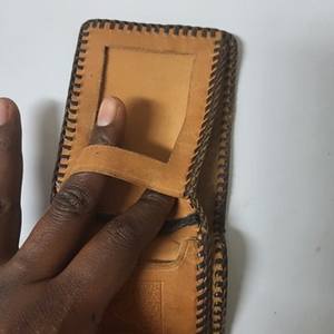 2026 Hot Sale 100% Genuine Leather Material Border Stitched With Hand Tooled Florals Carved Brown Color Cash Card <b>Wallet</b> For Men - Product Image 2