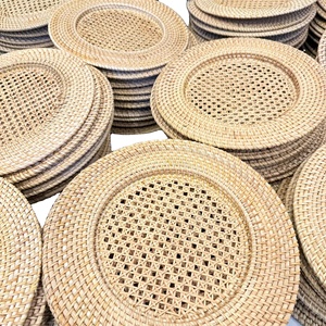 Vietnam Woven Rattan <b>Plate</b> Round Handmade Charger Serving Tray Rustic Eco Friendly Tableware Natural Dining Decor 33Cm - Product Image 1