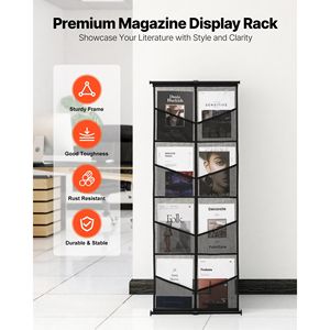 Espositore a 4 livelli in rete per brochure con 8 tasche e spessore di 3 mm - Porta riviste e cataloghi da terra - Product Image 2