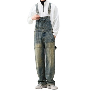 Private Labeling Trending New <b>Mens</b> Plus Size Loose Fit Overalls Adjustable Strap Button Detail Cuffed Cropped Fit Work <b>Dungarees</b> - Product Image 1