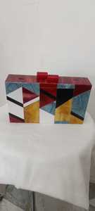 Handmade Women Bohemian Open Clutch Multi Color Resin Art Stone Design Epoxy Bag <b>Box</b> Purse Hand Made From RR Enterprises - Product Image 3