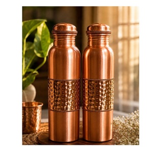 Stylish <b>Copper</b> <b>Drinking</b> <b>Bottle</b> With Premium Quality Construction For Daily Water Storage Home Office Gym Travel School - Product Image 1