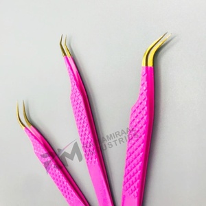Pince à épiler pour extensions de cils en acier inoxydable durable, pointe en or plaqué or rose de qualité supérieure RMI, personnalisée - Product Image 6