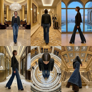 Women's wide leg jeans Denim Breathable Medium Wash Rib Pocket Button Comfortable Denim American Style Ladies Bell-bottom <b>Pants</b> - Product Image 3