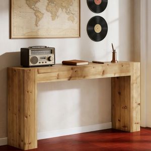 Long Modern Luxury <b>Console</b> <b>Table</b> Solid Wood with Mirrored Stainless Steel Top <b>for</b> Living Room <b>Entry</b> Farmhouse Hotel Decoration - Product Image 1