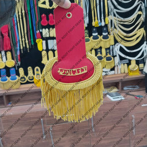 อุปกรณ์ตกแต่งเครื่องแบบยุทธวิธี แถบประดับไหล่สีแดงคุณภาพสูง พร้อมพู่ห้อยและเส้นลวดทองคำ สำหรับวงโยธวาทิต - Product Image 5