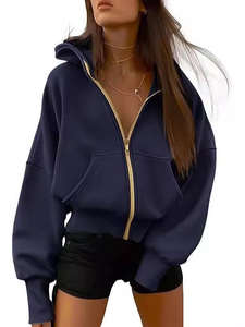 Sudadera con Capucha y Cremallera para Mujer, Transpirable, Ecológica, de Manga Larga, Corta, Informal, con Bolsillos, para Otoño e Invierno - Product Image 5