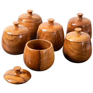 Pot à sucre en bois pour la maison, écologique, pour sucre, sel, poivre et assaisonnements, surface lisse, pot à crème - Product Image 5