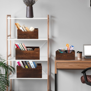 Cesta de madera de alta calidad para encimera, organizador de madera con frente abierto y asa, de Vietnam - Product Image 3