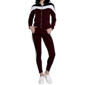 Survêtement marron col roulé pour femme, manches longues, design sportif, imprimé par sublimation, logo au dos, collection automne - Product Image 1