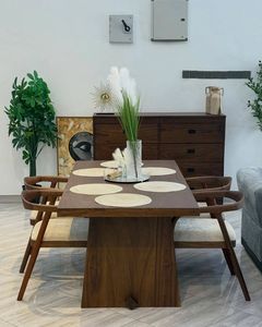Juego de Mesa de Comedor Moderno de Madera de Teca Sólida, Sillas de Comedor Minimalistas de Estilo Escandinavo, Muebles para Hotel o Villa - Product Image 1