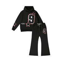 Ensemble de survêtement pour homme en 2 pièces, sweat-shirt à capuche à manches longues avec imprimé Y2k et pantalon de survêtement évasé