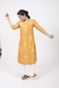 Cotton Champa Hand Embroidered <b>Kurta</b> Elegant <b>Women</b>’s Kurti Stylish Sleeve Ethnic Tunic for Casual Office - Product Image 3