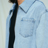 Blouson Bomber Unisexe en Jean Bleu Vintage Enduit Camouflage Coupe Ample Robuste pour Acheteurs en Gros
