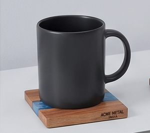Juego de 4 posavasos de resina y madera, diseño moderno cuadrado de nogal y río azul, antideslizantes, perfectos para el hogar, restaurantes y cocinas. - Product Image 5
