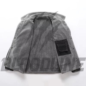 Veste en jean pour femme, style trucker, manches longues, col boutonné, délavée, unie, doublure en coton pour l'hiver, coupe-vent, séchage rapide, écologique - Product Image 5