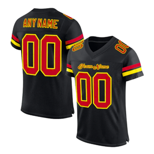 Camiseta de Fútbol Americano Personalizada para Hombre, Negra, de Alta Calidad, con Nombre y Números Impresos por Transferencia de Calor, Mangas Cortas - Product Image 1