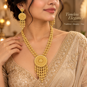Luxury Long Ethnic Necklace <b>Set</b> with Designer Earrings Bracelet and Ring 24K Gold Finish Indian <b>Bridal</b> Wedding <b>Jewelry</b> for Women - Product Image 5