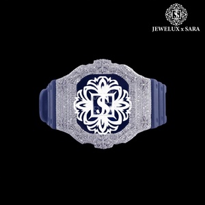 Reloj de Diamantes con Correa de Caucho, Totalmente en Oro Blanco, de la Mejor Calidad, para Eventos, Vida Nocturna y Uso Diario, Disponible para la Venta - Product Image 2