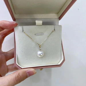 Collar Minimalista Decorativo con Colgante de Perla Edison de Agua Dulce de 10-11 mm, Cadena de Clavícula de Plata S925 con Circonita Geométrica - Product Image 2