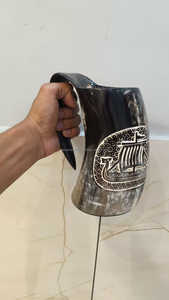 100% haute qualité Viking corne de vin tasse haut tendance Europe-Style sculpté corne à boire Tankard Buffalo Ox corne Agate café - Product Image 4