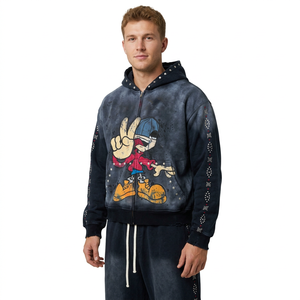 Men Mickey Mouse Printed Hooded Tracksuit Full Length Zipper Front Streetwear Loose Fit Character Design Autumn Wear Bangladesh - Product Image 6