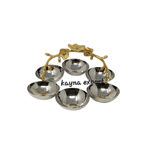 Cuenco de latón martillado de metal de alta calidad para servir de metal dorado decorativo de lujo con cuencos de desorden de diseño moderno único artesanía - Product Image 6