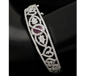 Stunning Premium Quality <b>Silver</b> Finish Pure Stone Look Fashion Charm <b>Bracelets</b> Foe Women Wedding Wear Collection - Product Image 1