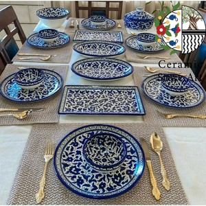 Juego de Platos Hondos para Arroz/Sopa de Porcelana Europea con Esmalte Azul, Diseño Creativo a Rayas, Ecológico, para el Hogar - Product Image 6