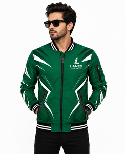 Blouson Bomber Vert Uni Décontracté Personnalisé pour Homme, Entièrement Zippé, Coupe-Vent, en Polyester Léger, Style Universitaire, Streetwear, Tenue Sportive d'Équipe, OEM - Product Image 2