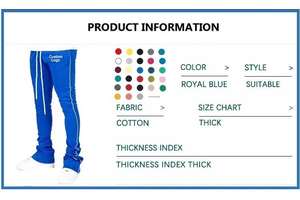 Pantalones de chándal de algodón de felpa para hombre, de cintura alta, holgados, acampanados, de pierna ancha, estilo casual, bordados, de peso pesado, con cordón - Product Image 3