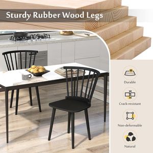 Set di 2 Sedie da Pranzo Windsor in Legno di Gomma Resistente con Schienale a Fuso per Uso in Cucina - Product Image 6