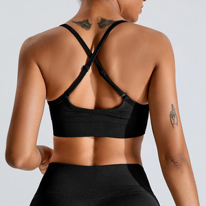 Women's Yoga Fitness Sports <b>Bra</b> Breathable Seamless High <b>Stretch</b> Comfortable Workout Wear with Front Logo - Product Image 5