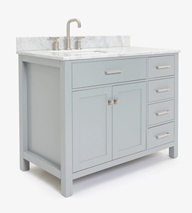 Meuble sous-vasque de salle de bain Hannah 43 pouces à évier décalé à gauche, directement de l'usine, 2 options de finition, fabriqué au Vietnam - Product Image 2